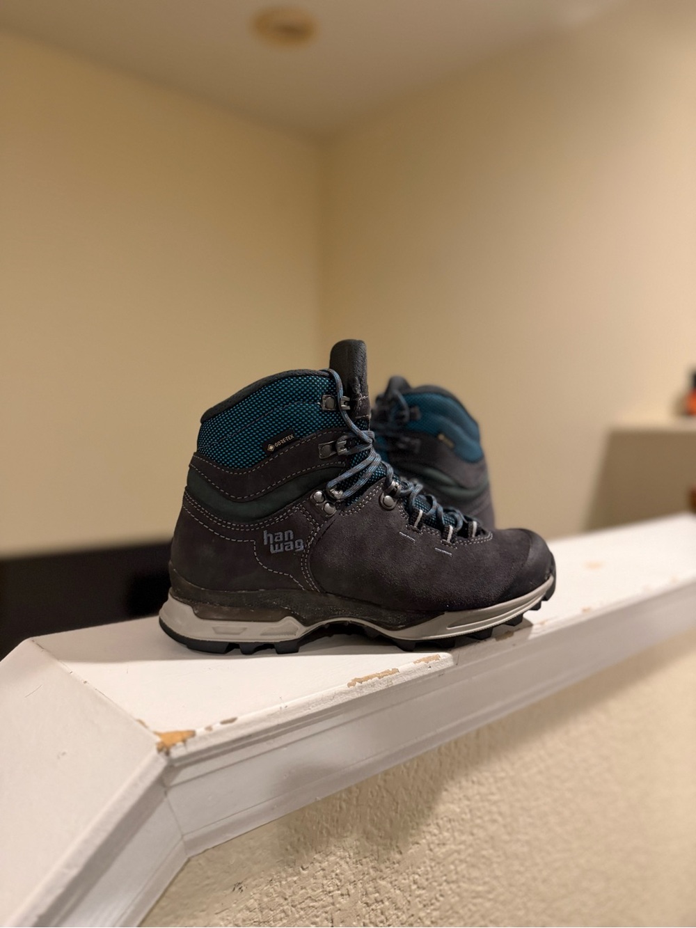 Kids Waterproof Hiking Boots in Charcoal with Teal Accents -